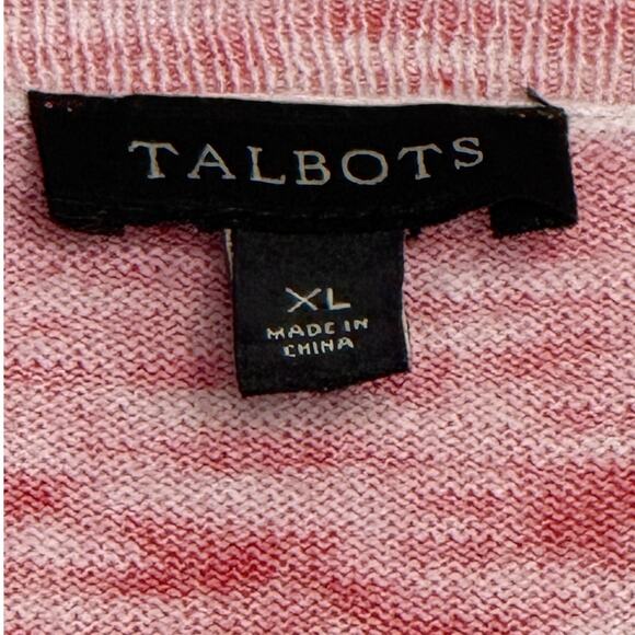 Talbots Tie-Dye Striped V-Neck Lightweight Pullover Sweater Sz XL Preppy Cottage - Picture 7 of 9